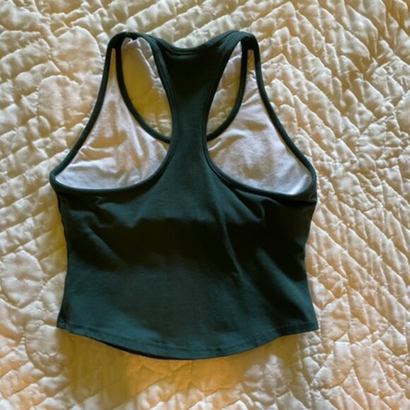 Dolfin green racer-back top w/built in bra, L, circa 90s, never worn - Picture 2 of 4